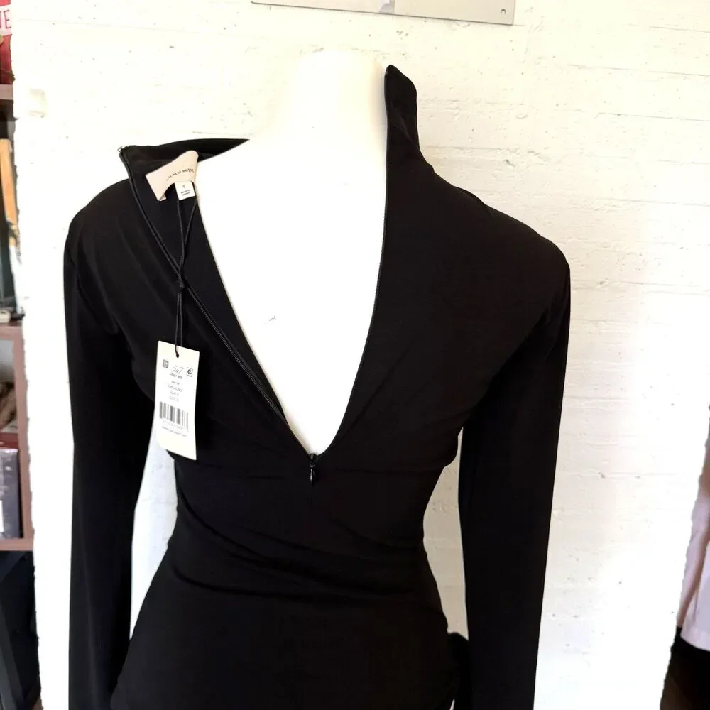 Cinq A Sept Shea Long Sleeve Turtleneck Wrap Top Black S - Picture 6 of 10